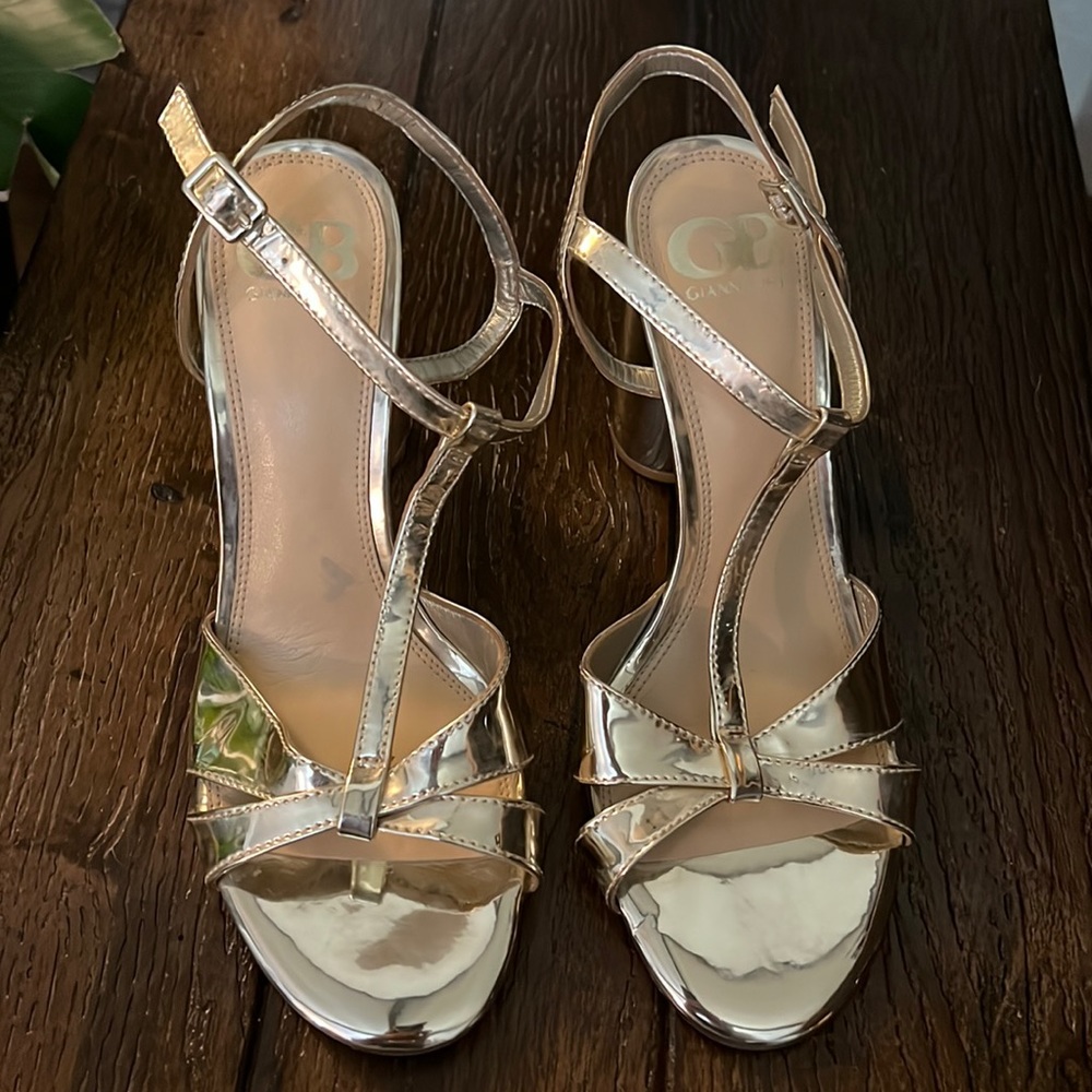 GIANNI BINI GOLD STRAP HEELS